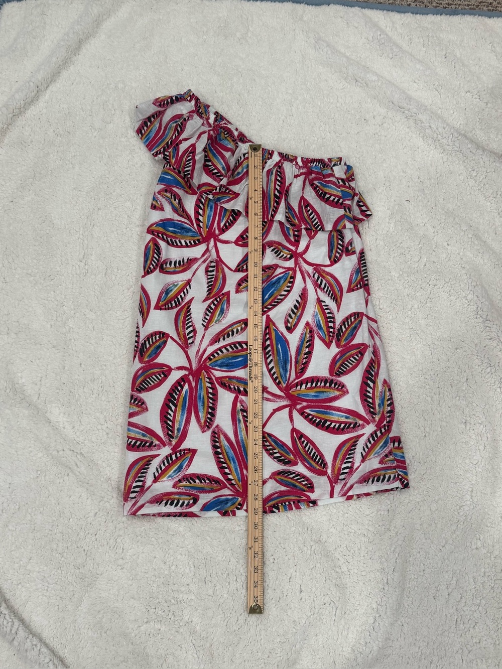 J. Crew One-Shoulder Leaf-Print Shift Dress in Pink & Blue Size Small NWT - Picture 7 of 10